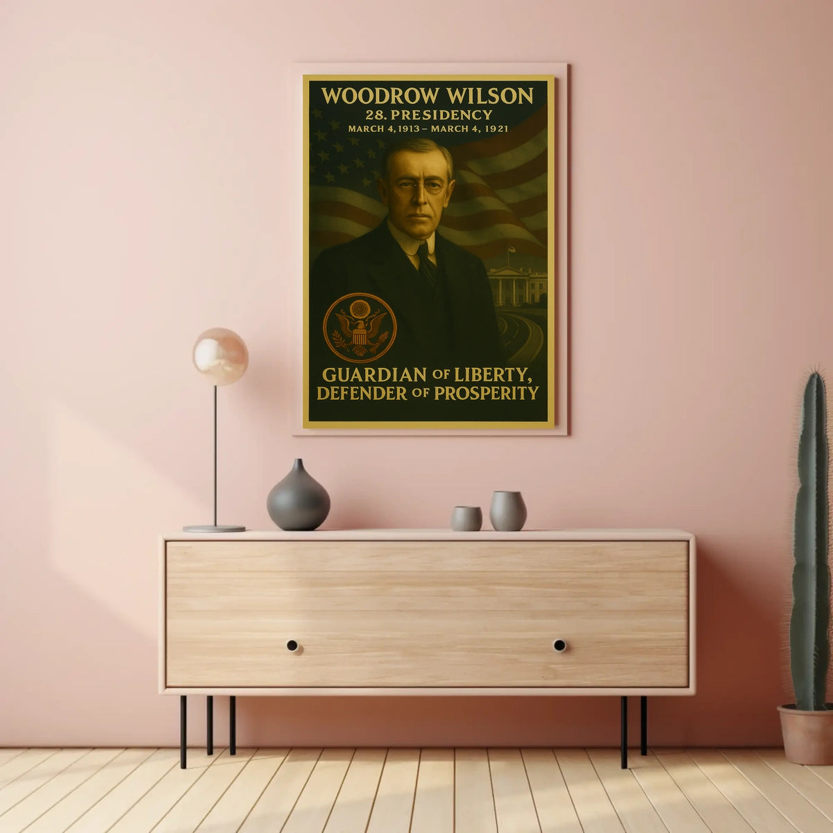 Woodrow Wilson Artistic Presidential Portrait Poster