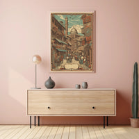 Vintage Market Scene Poster
