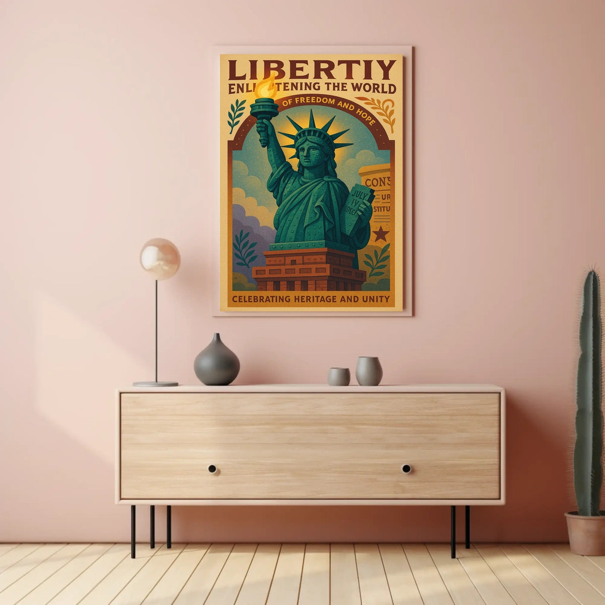Liberty Torch Vintage Cultural Heritage Poster