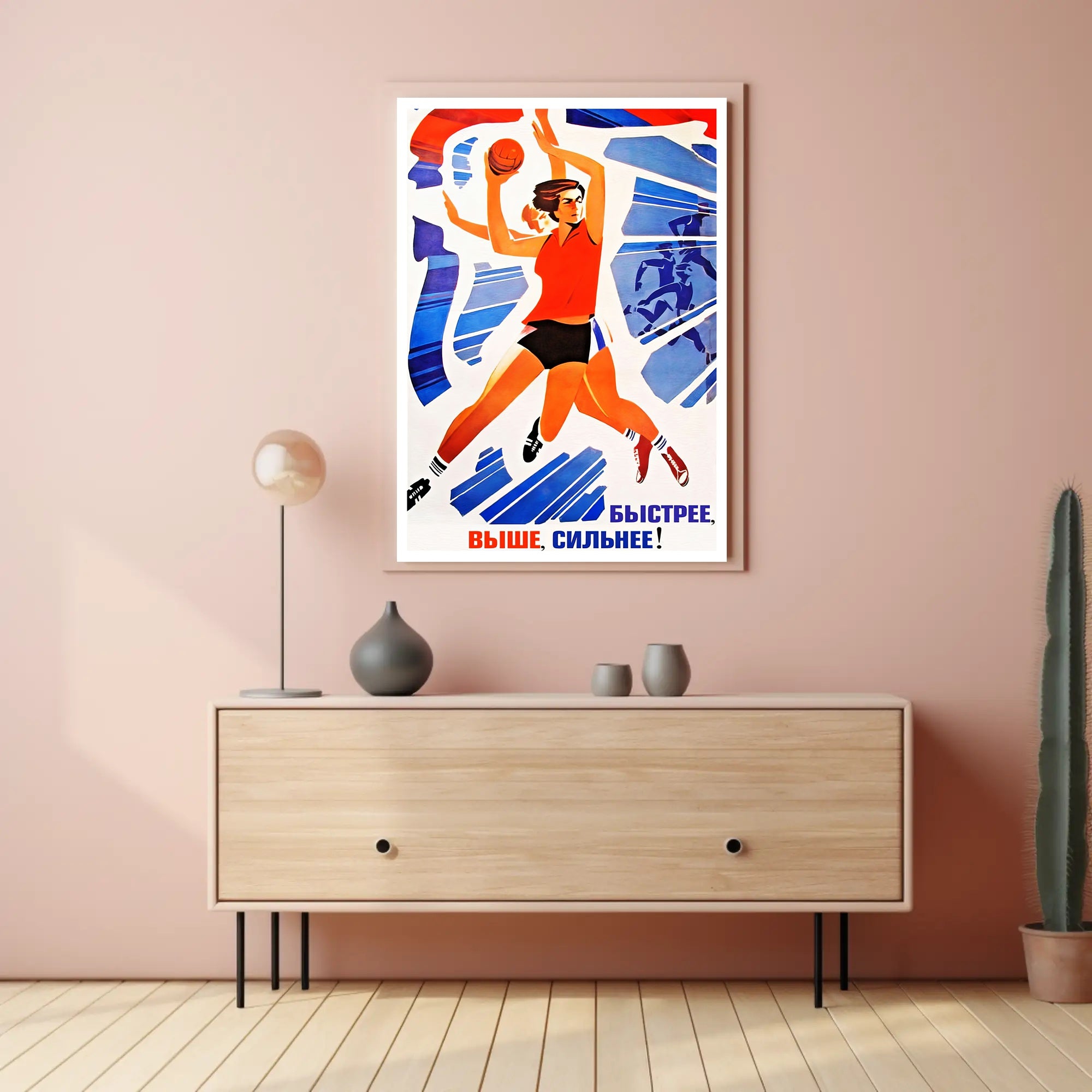 Dynamic Female Athlete Vintage Sports Propaganda Poster