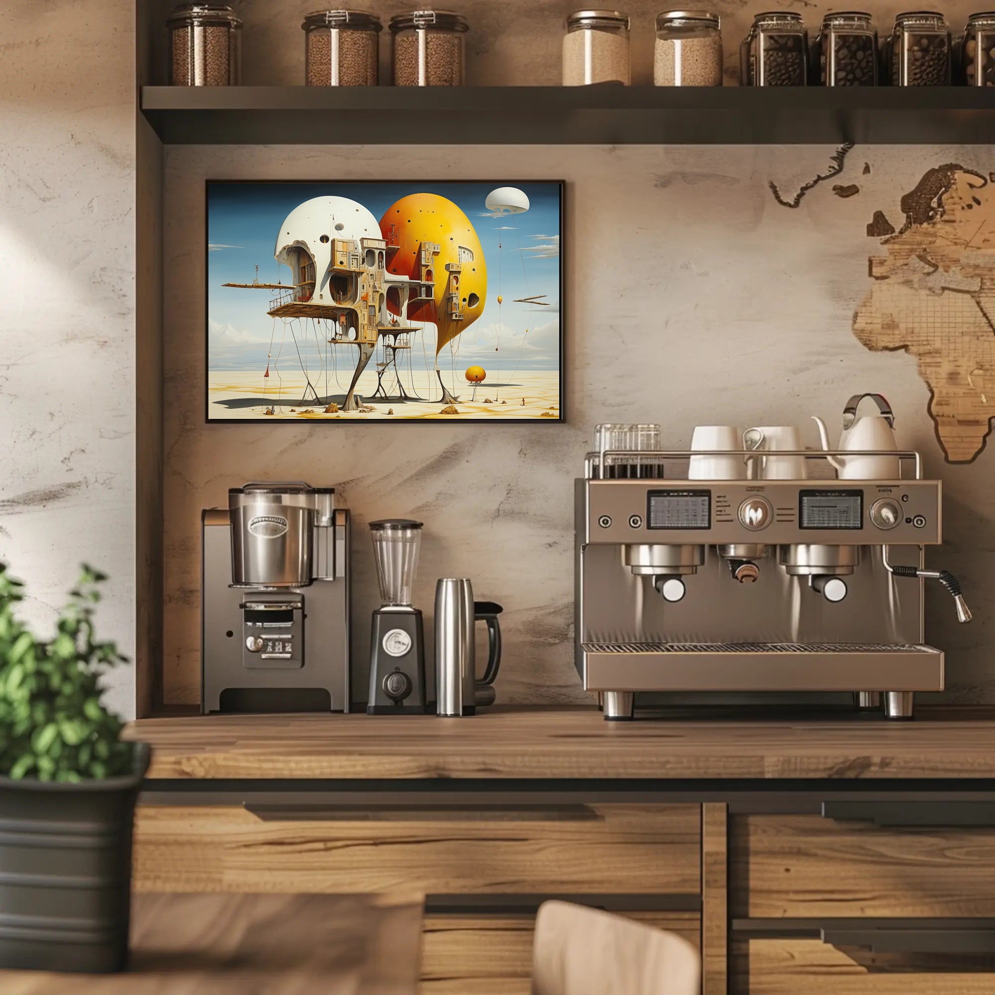 Surreal Floating Structures in Futuristic Sci-Fi Poster