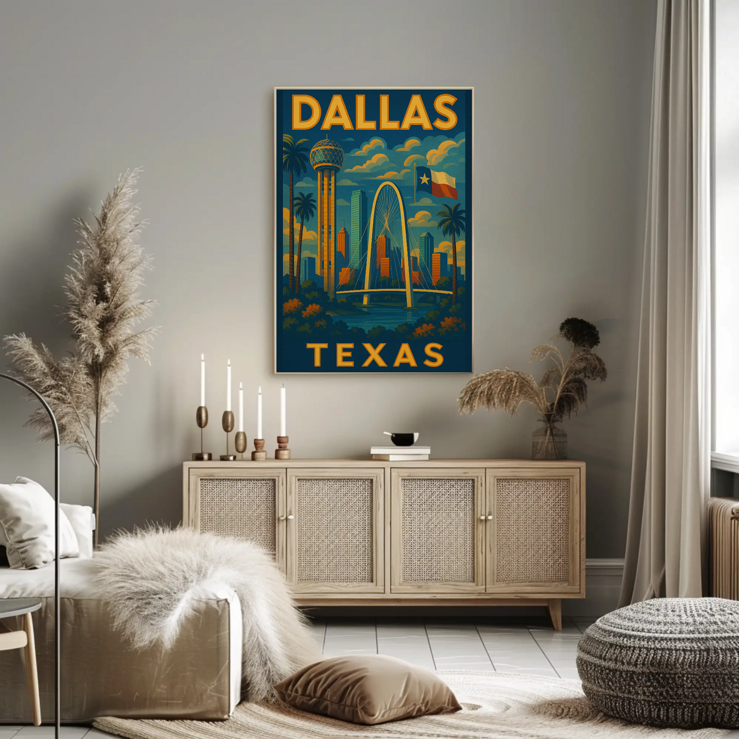 Dallas Texas Skyline Bridge Travel Poster