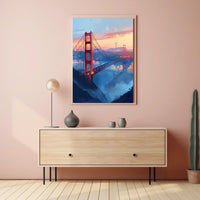 Golden Gate Bridge Twilight Art Poster, San Francisco
