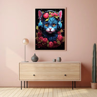 Cherries And Headphones Cat Poster