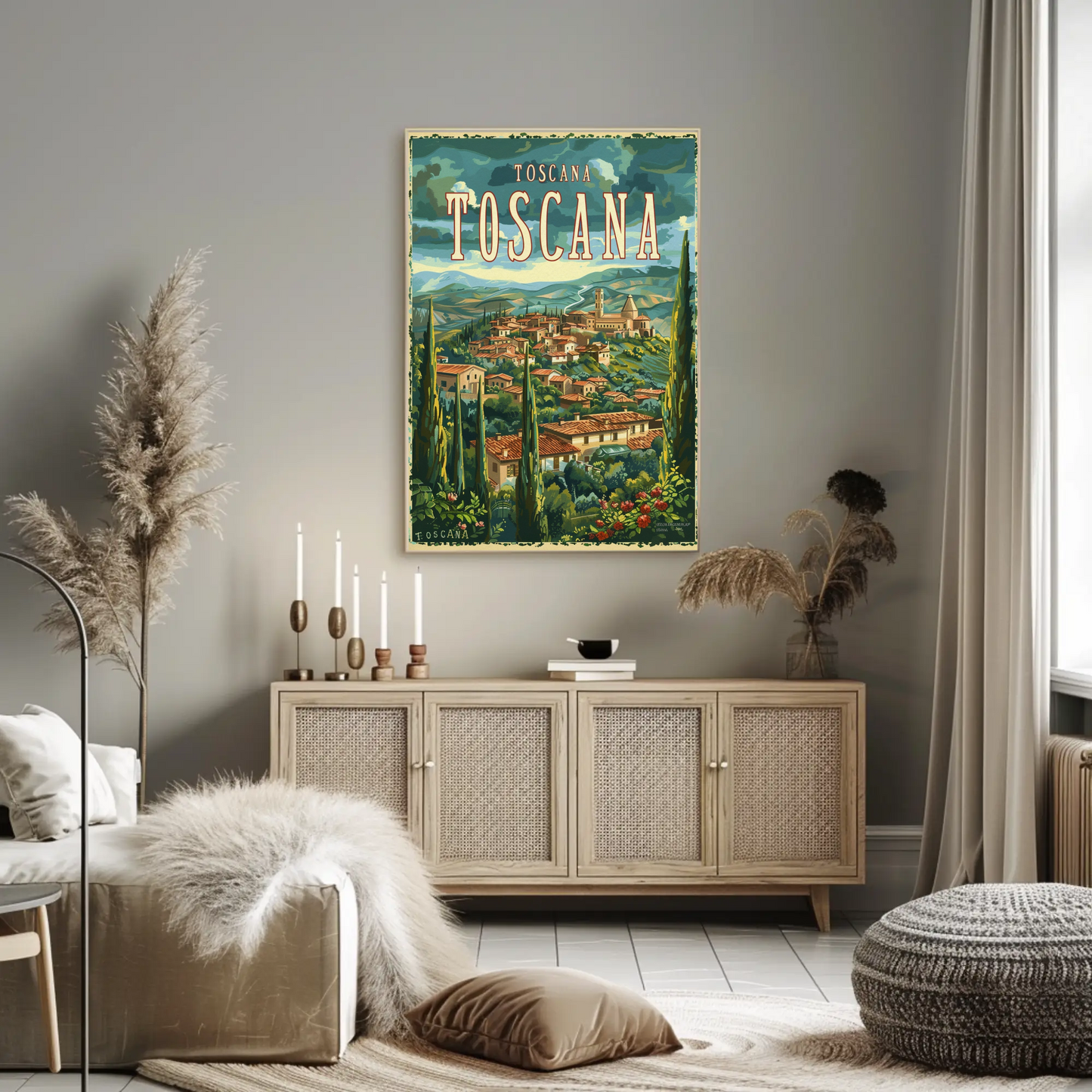 Tuscany Hilltowns Olive Trees Vintage Poster