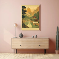 Serene Mountain Temple Poster