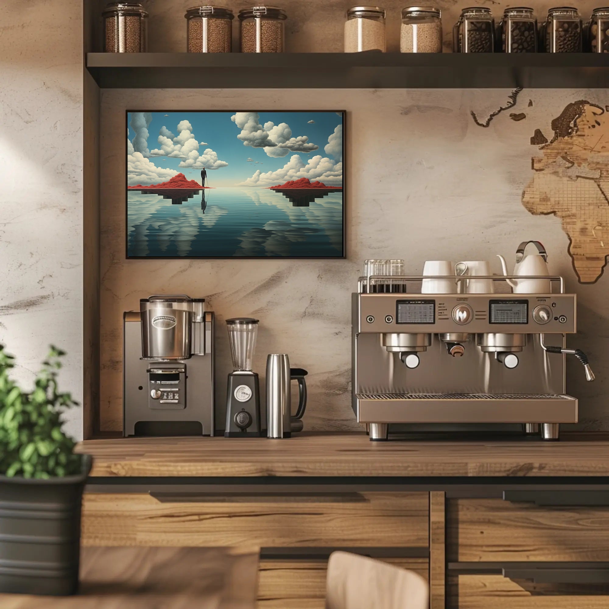 Surreal Reflection: Artistic Poster with Contemplative Figure