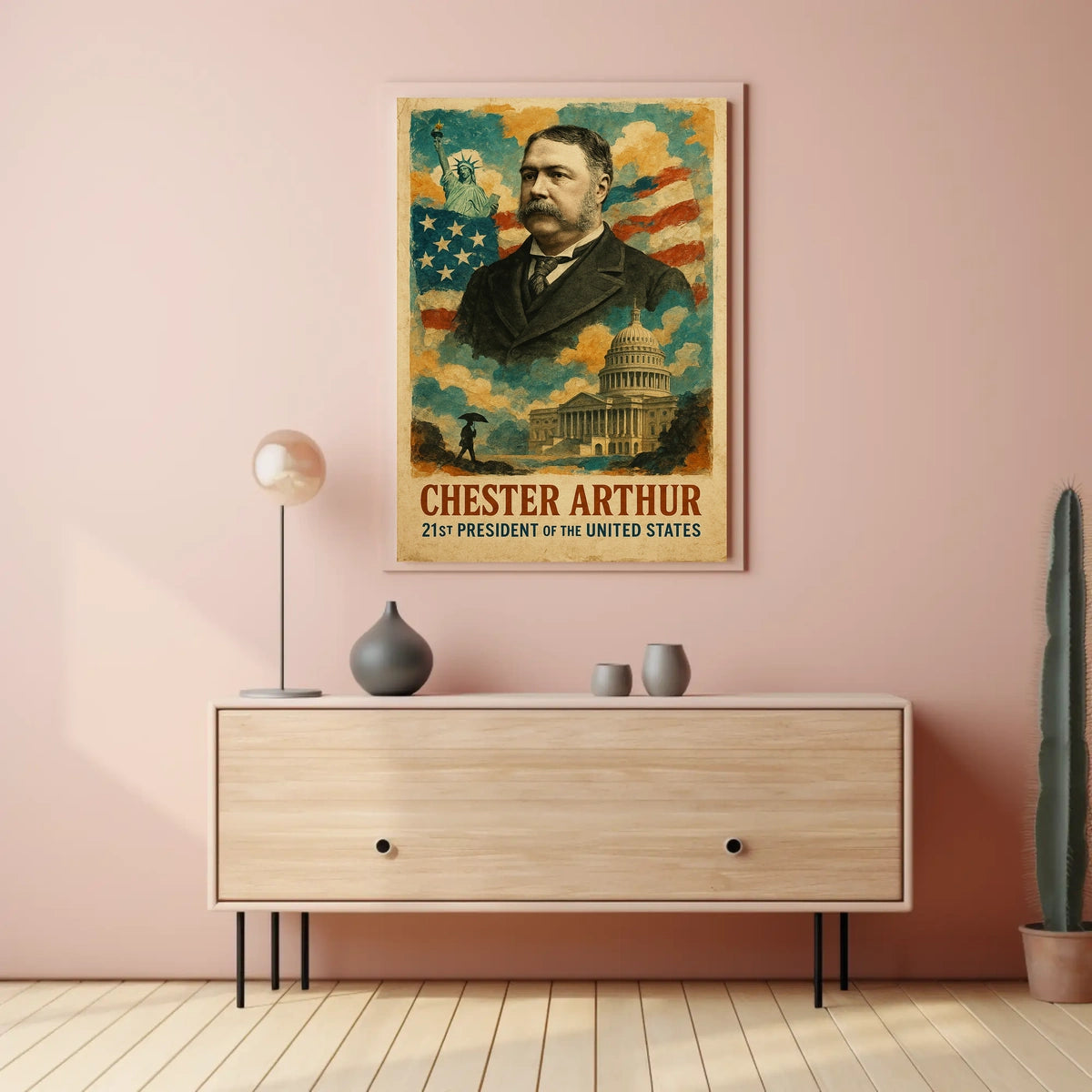 Chester A. Arthur 21st President of the United States Layered Digital Collage Poster