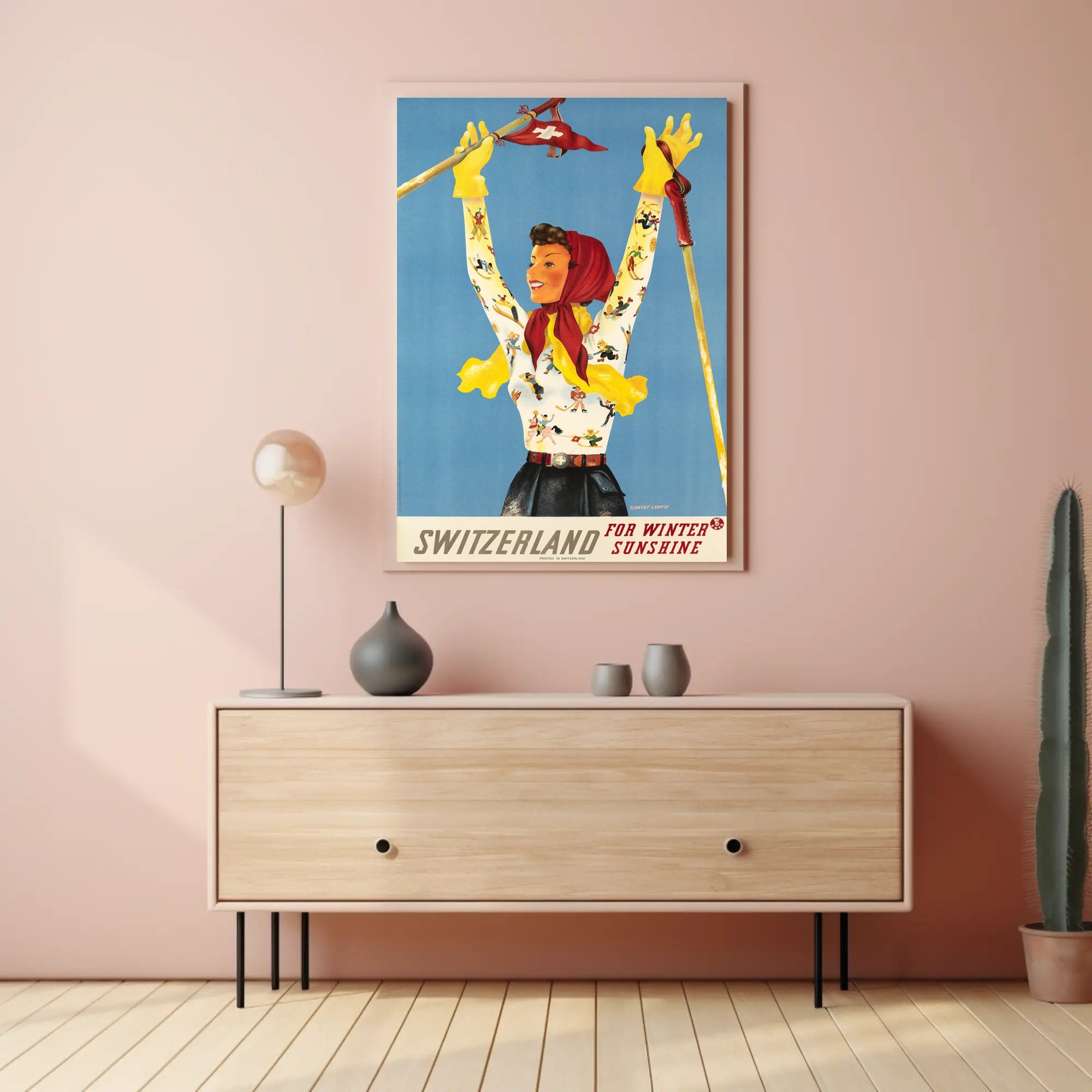 Vintage Swiss Ski Adventure Travel Poster PosterGoat