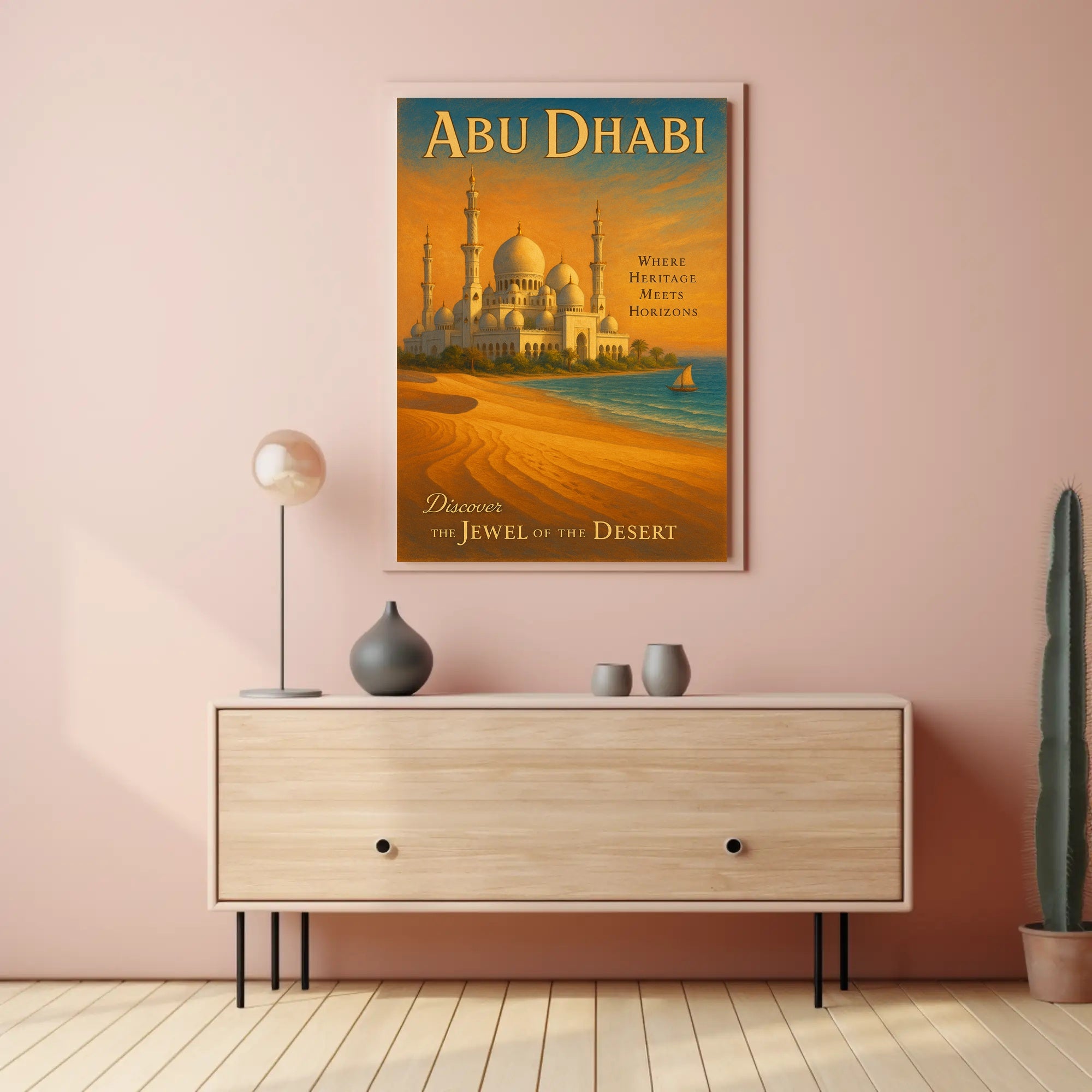 Abu Dhabi Travel Marvels: Discover Architectural Wonders Travel Poster