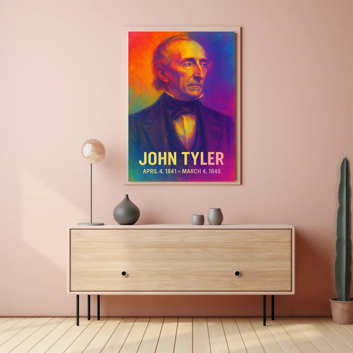 John Tyler 10th President of the United States Neon Gradient OverlayPoster