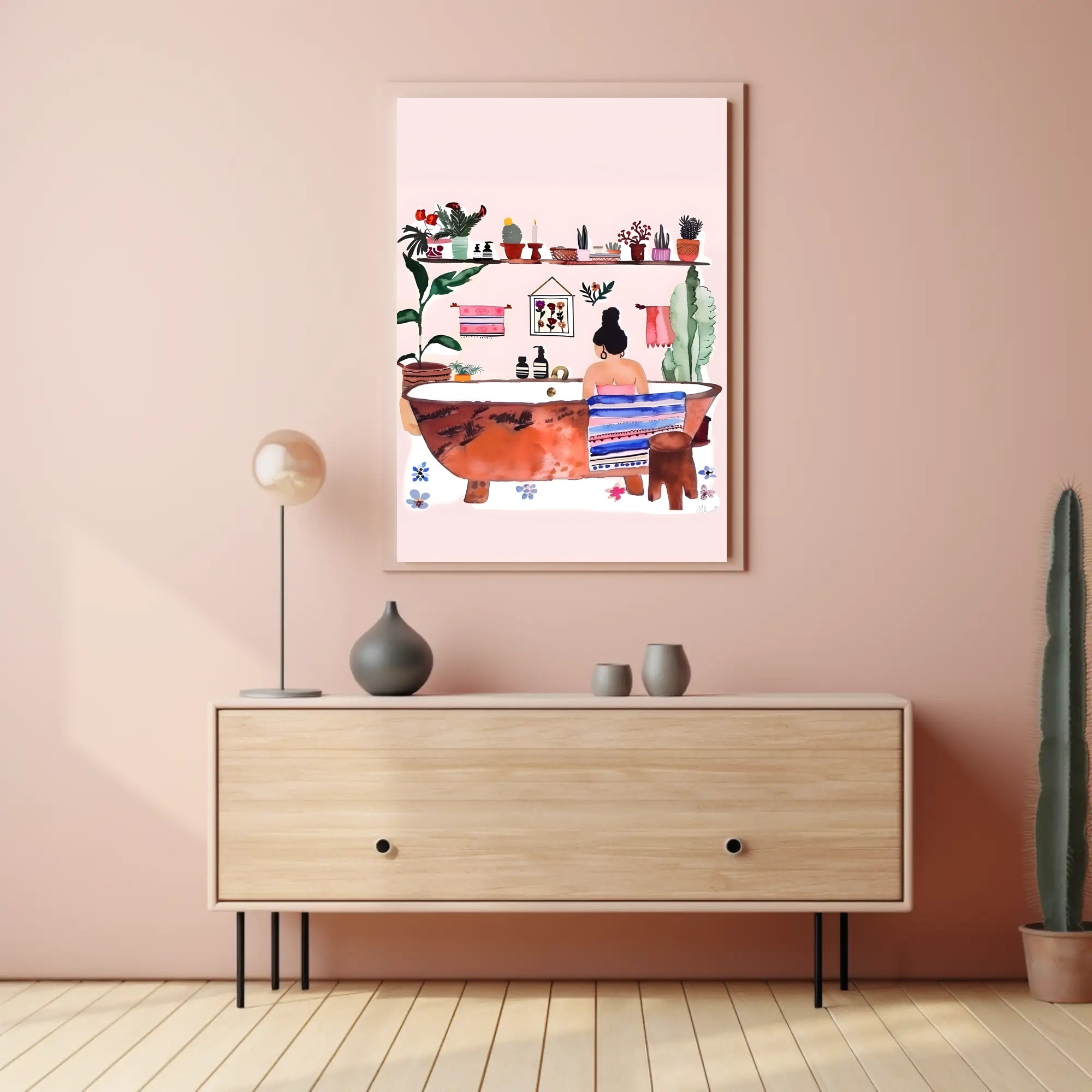 Serene Bath Time Poster