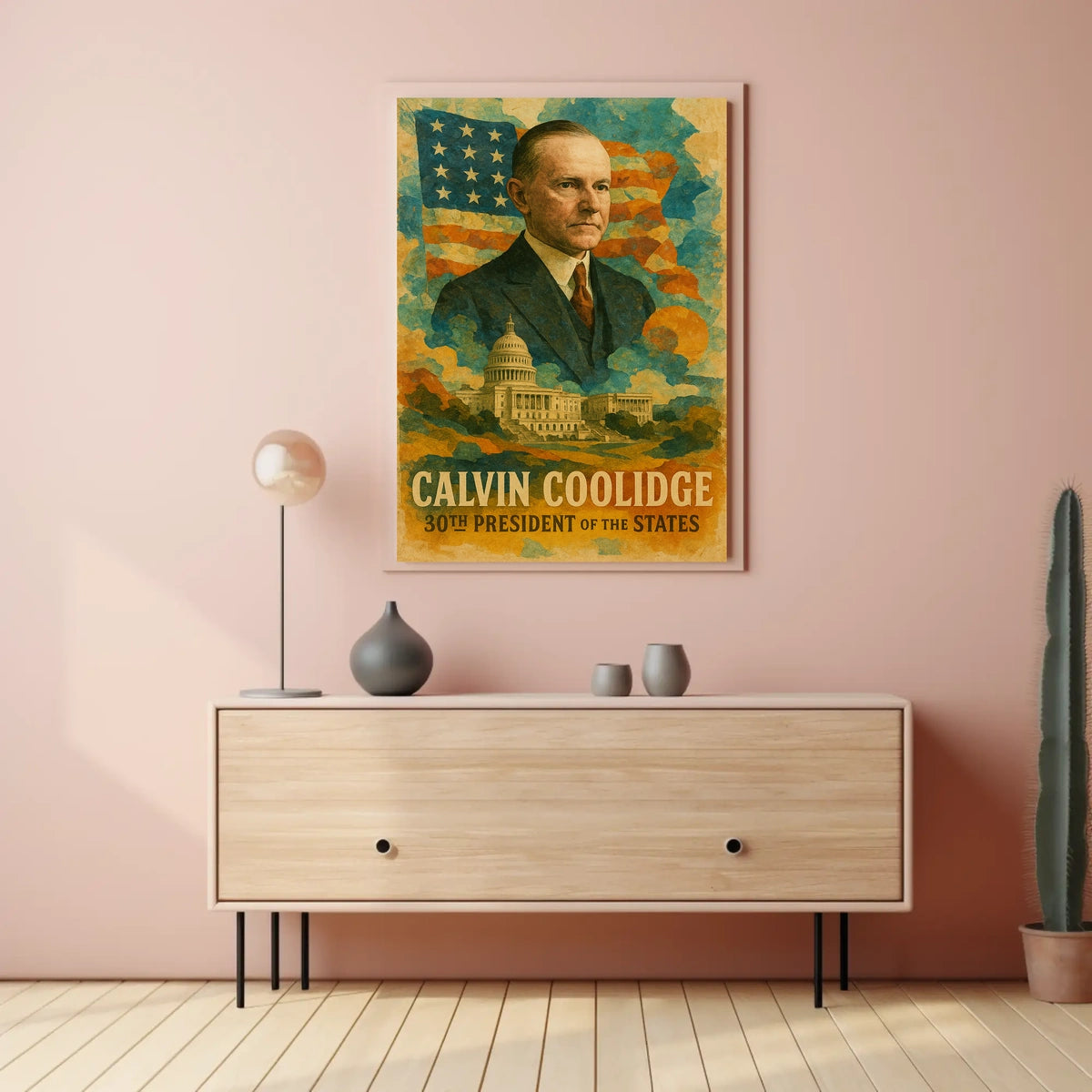 Calvin Coolidge 30th President of the United States Layered Digital Collage Poster