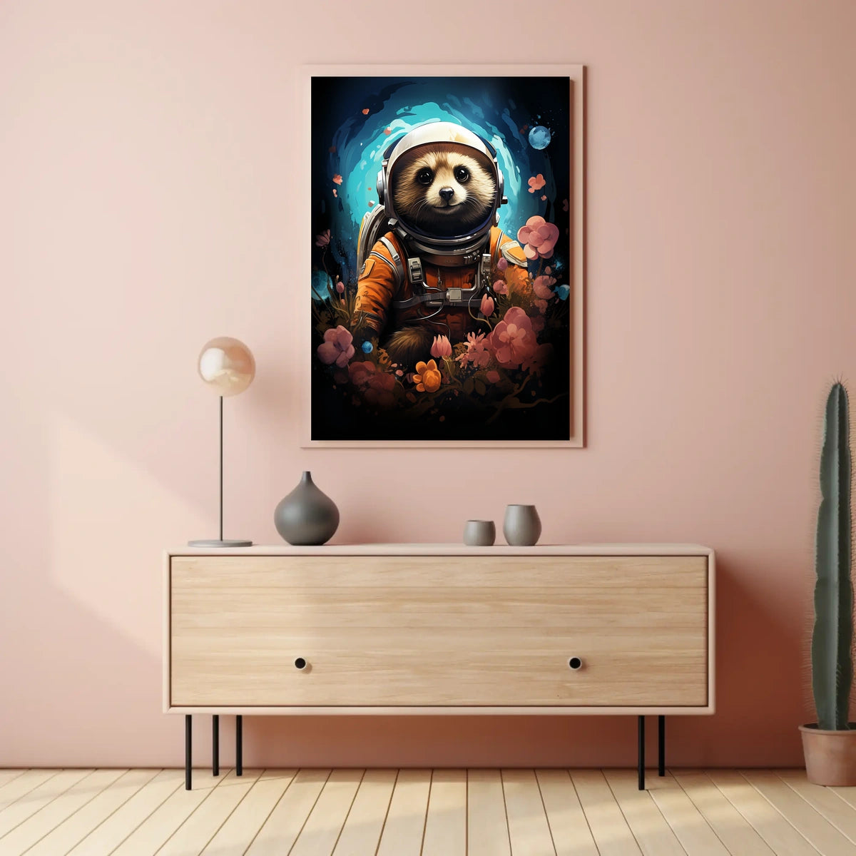 Cosmic Explorer Astronaut Raccoon Poster Wall Art Print