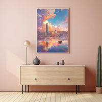 Modern Cityscape Sunset Poster: Hong Kong Skyline Art