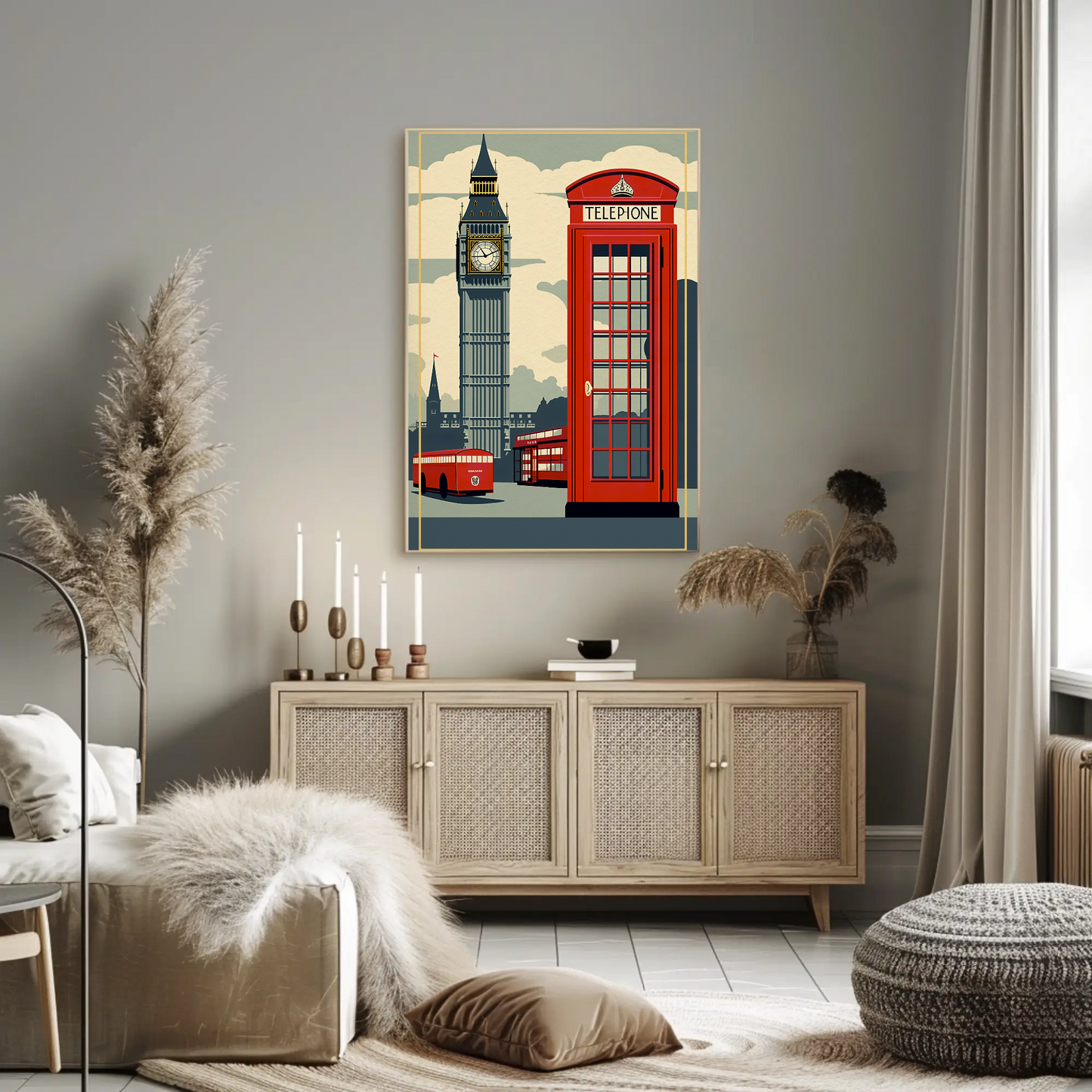 London Red Phone Booth Big Ben Travel Poster