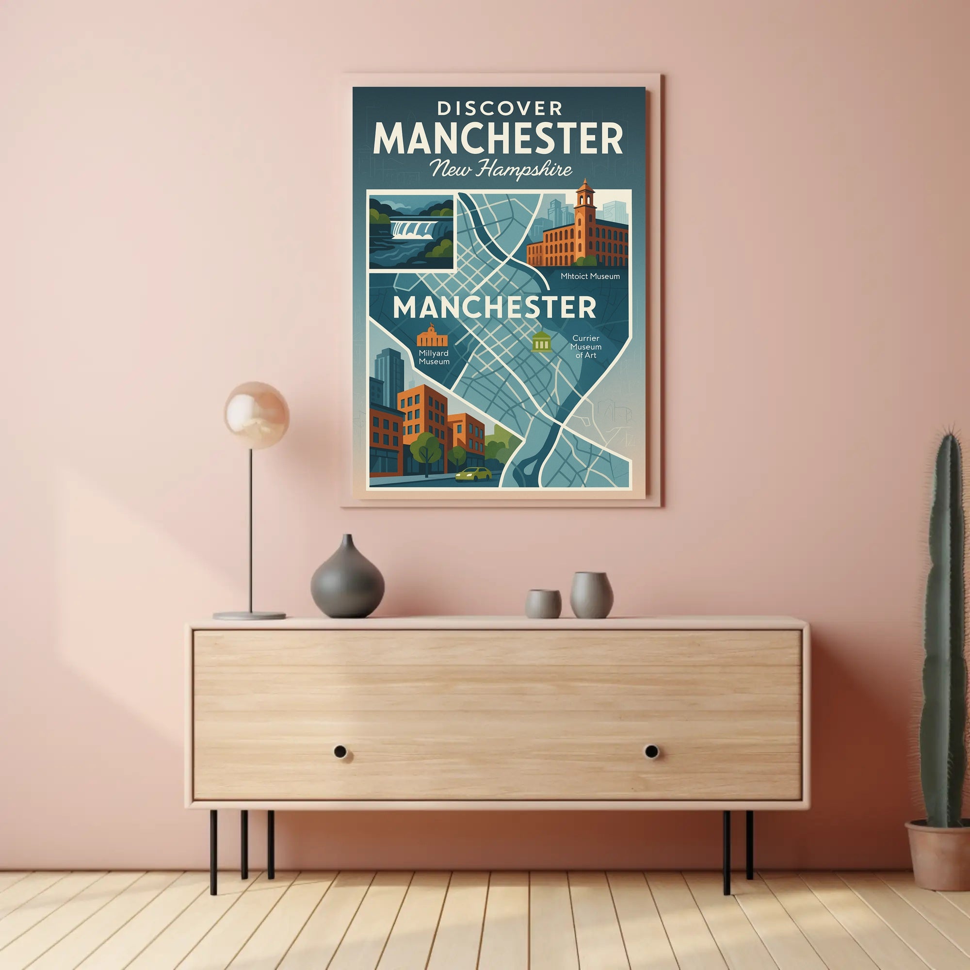 Discover Manchester, New Hampshire Poster PosterGoat