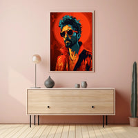 Vibrant Portrait In Red Poster PosterGoat