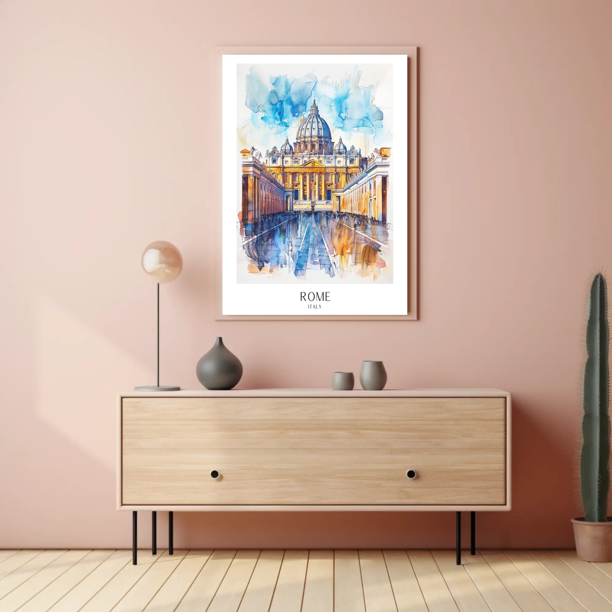 St. Peter's Basilica Watercolor Art Urban or Cityscape Poster PosterGoat