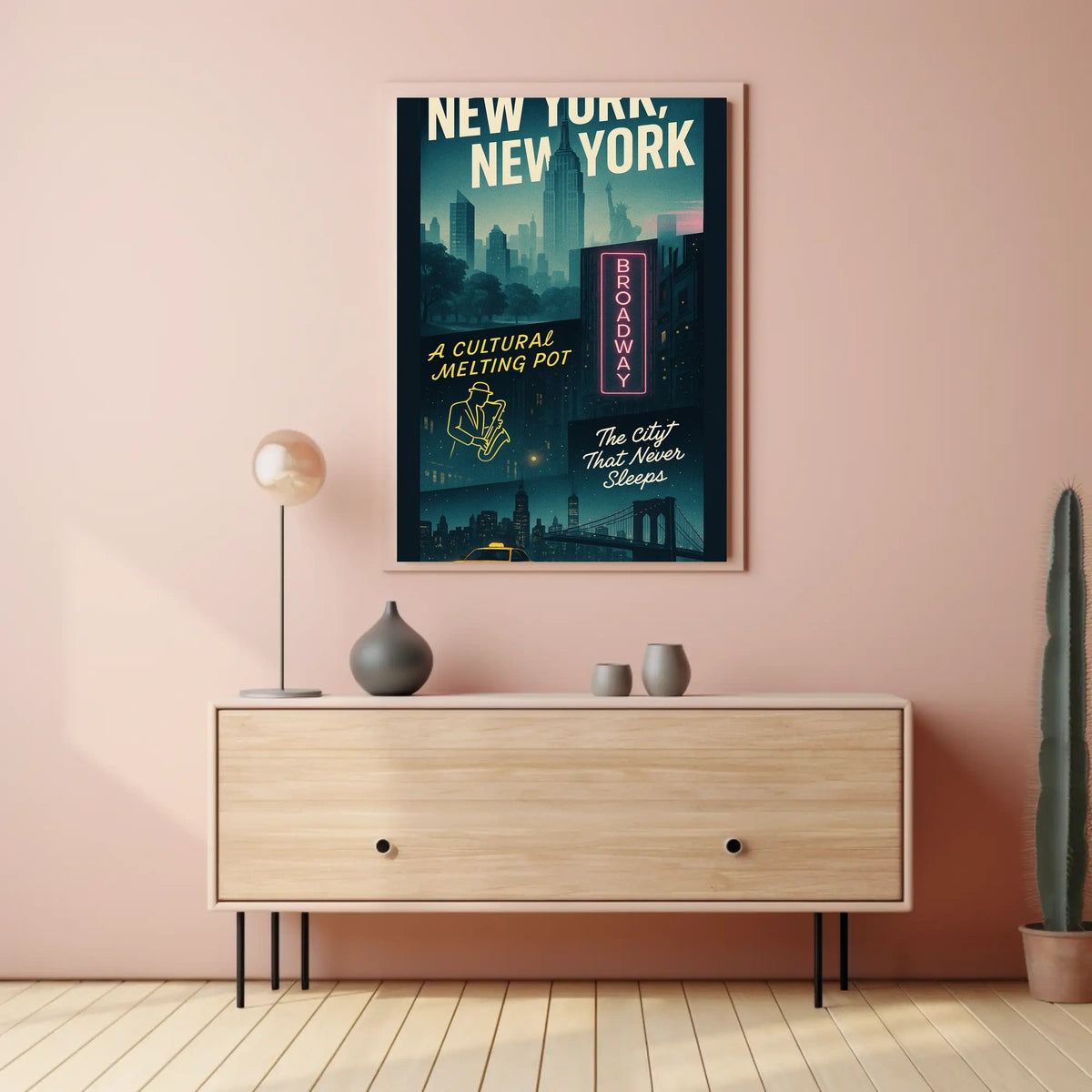 New York City Cultural Melting Pot Poster Modern Wall Art