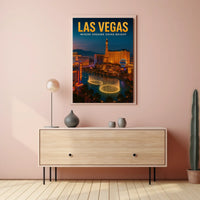 Las Vegas Neon Skyline Poster For Living Room Decor