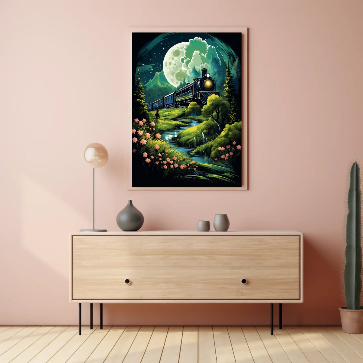 Moonlit Journey Dreamy Surrealism Poster