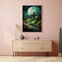 Moonlit Journey Dreamy Surrealism Poster