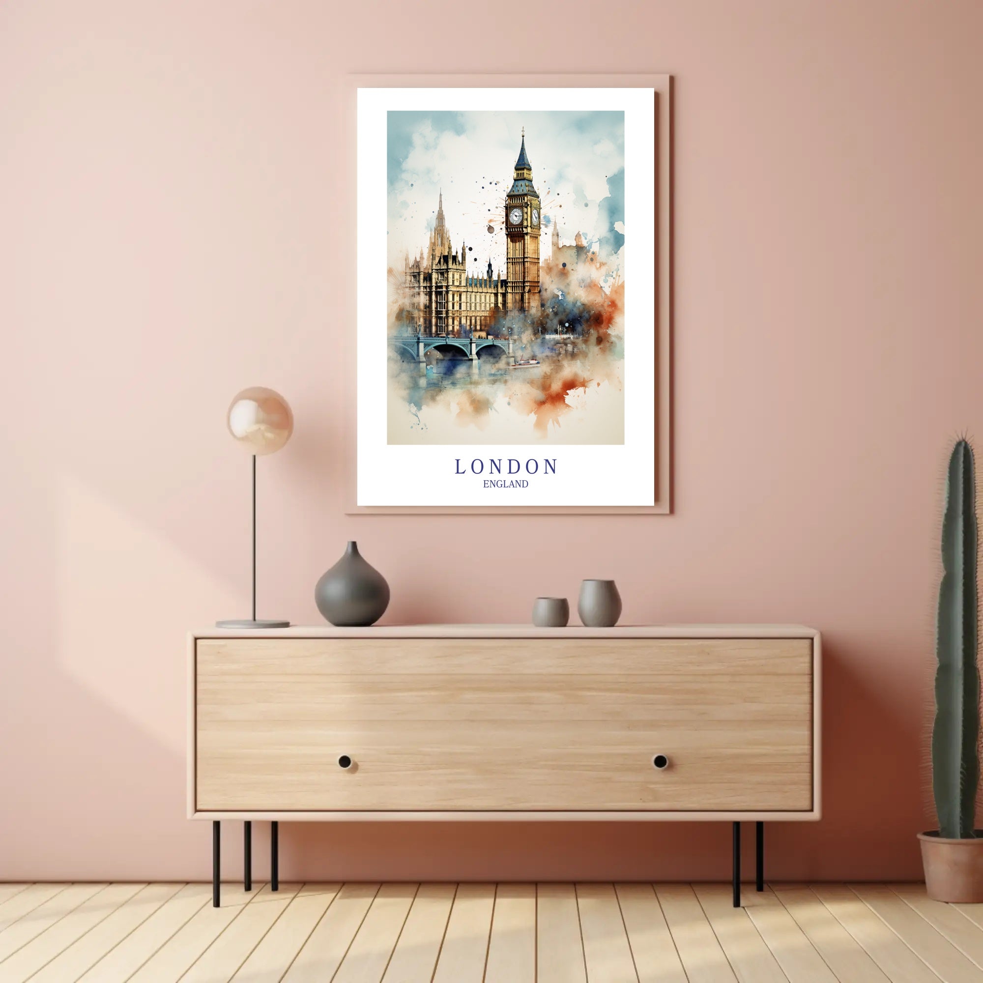 Big Ben Art: Watercolor London Urban Cityscape Poster PosterGoat