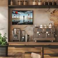 Enigmatic Reflection: Surreal Landscape with Timeless Figure Poster