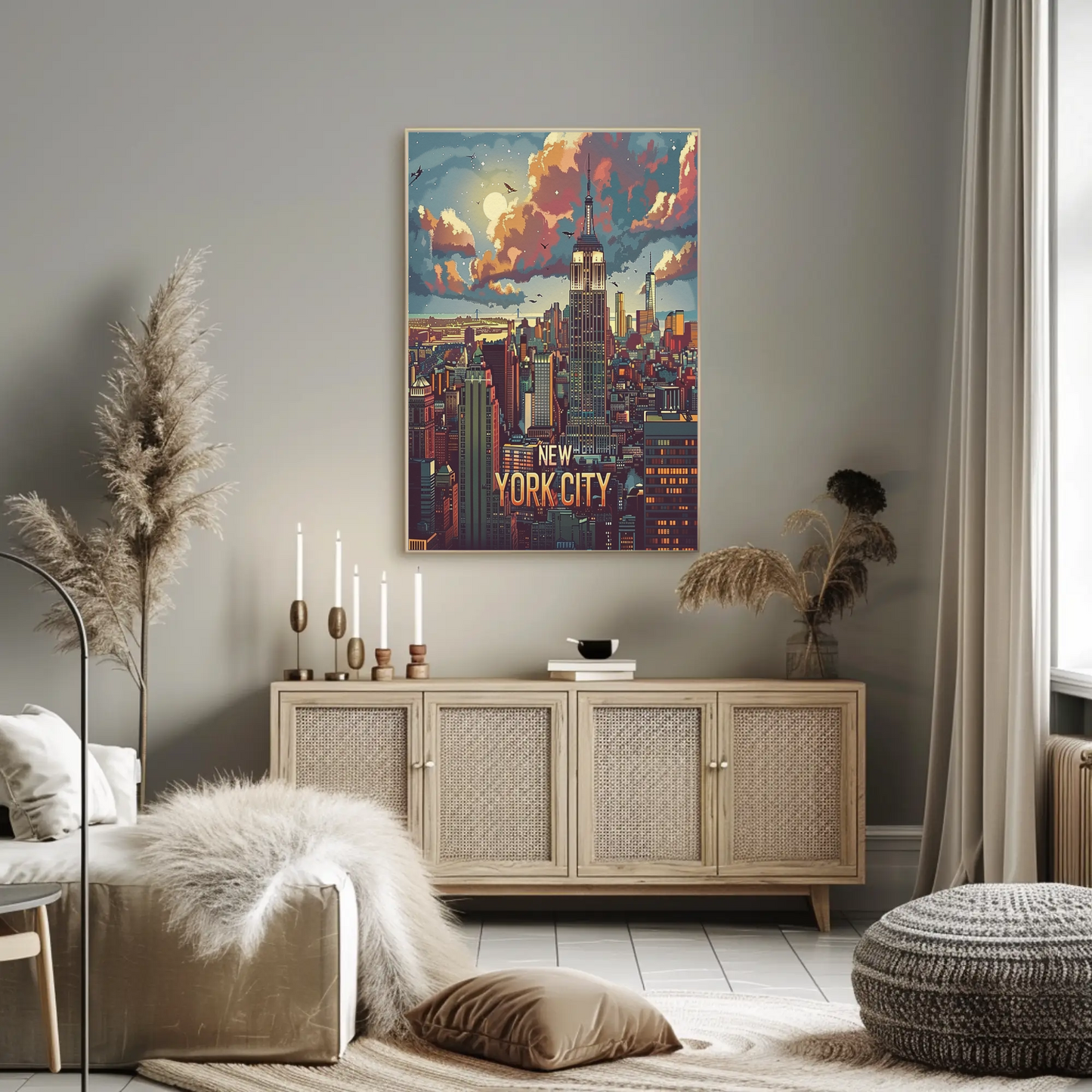New York City Empire Skyline Travel Poster