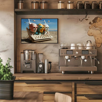 Futuristic Masks in Surreal Desert Sci-Fi Poster