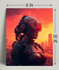 Cybernetic Sentinel At Sunset Poster PosterGoat