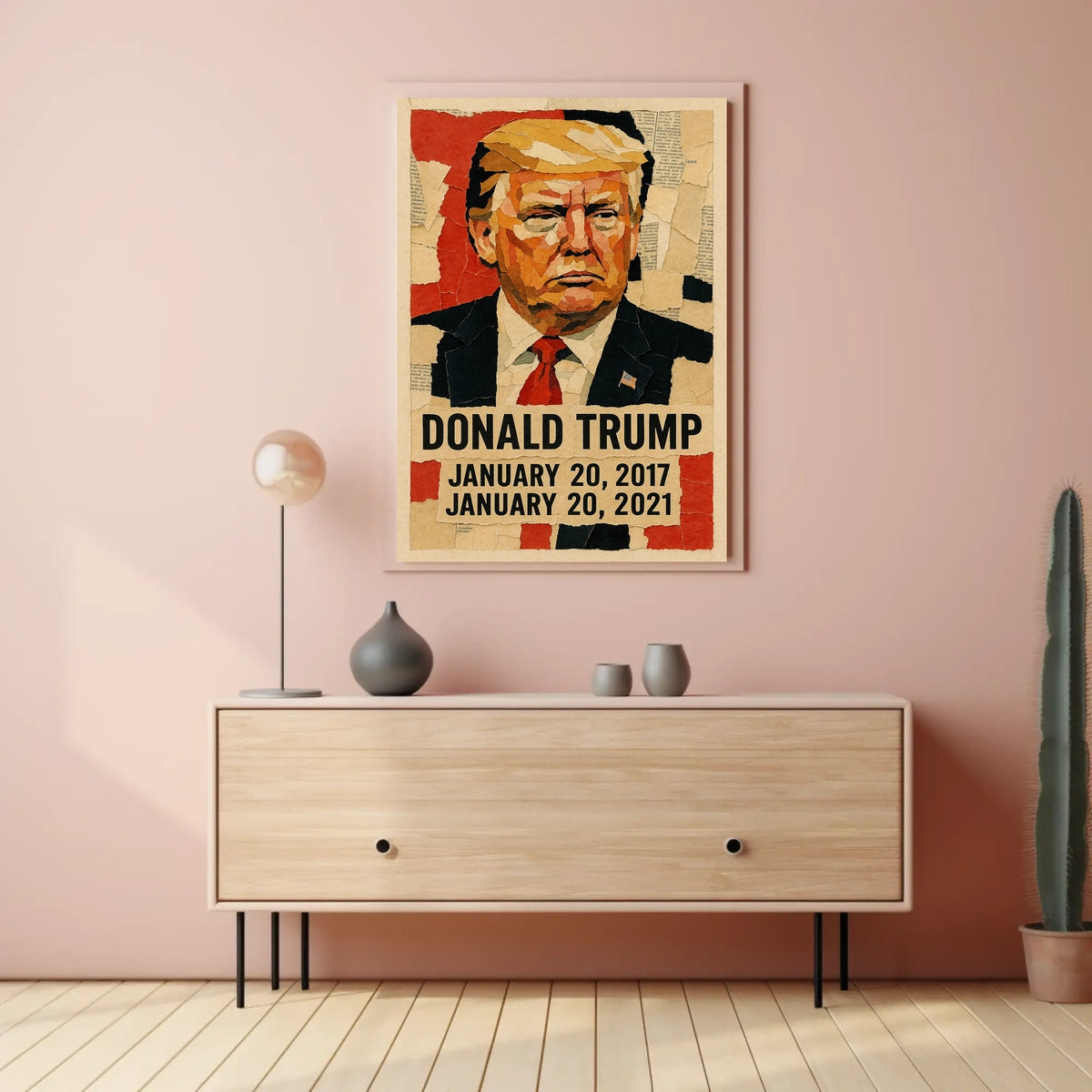 Donald Trump 45th President of the United States Layered paper Collage Poster