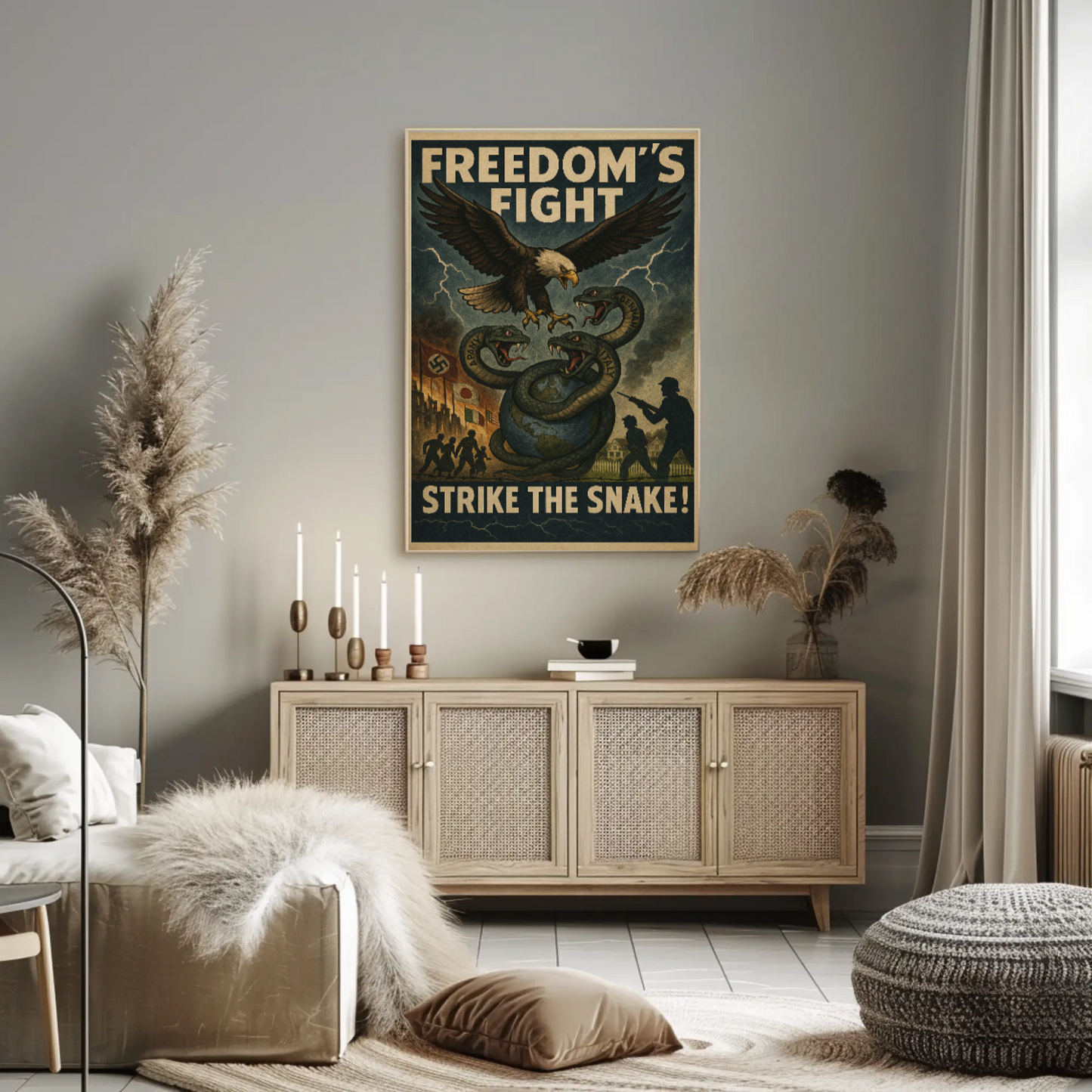 Freedom's Fight WWII Propaganda Poster