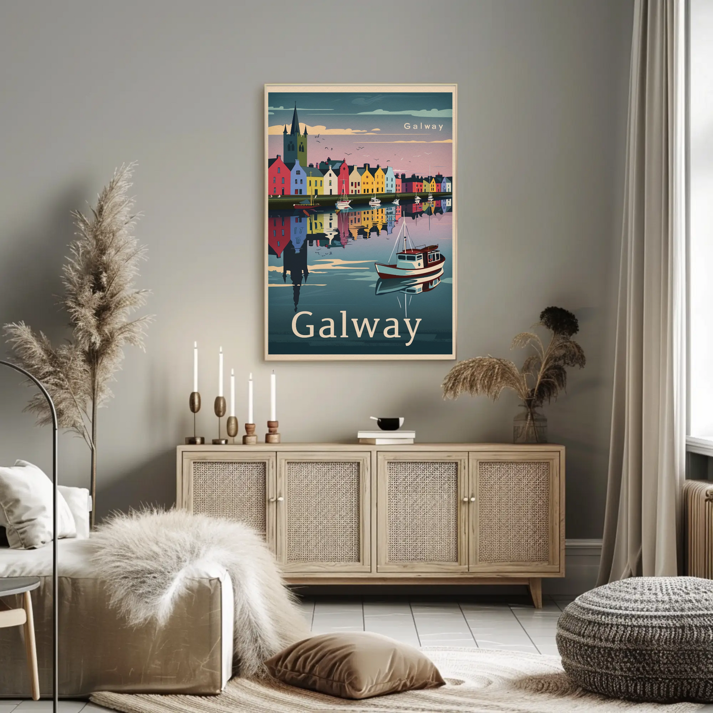 Galway Waterfront Reflections Ireland Travel Poster