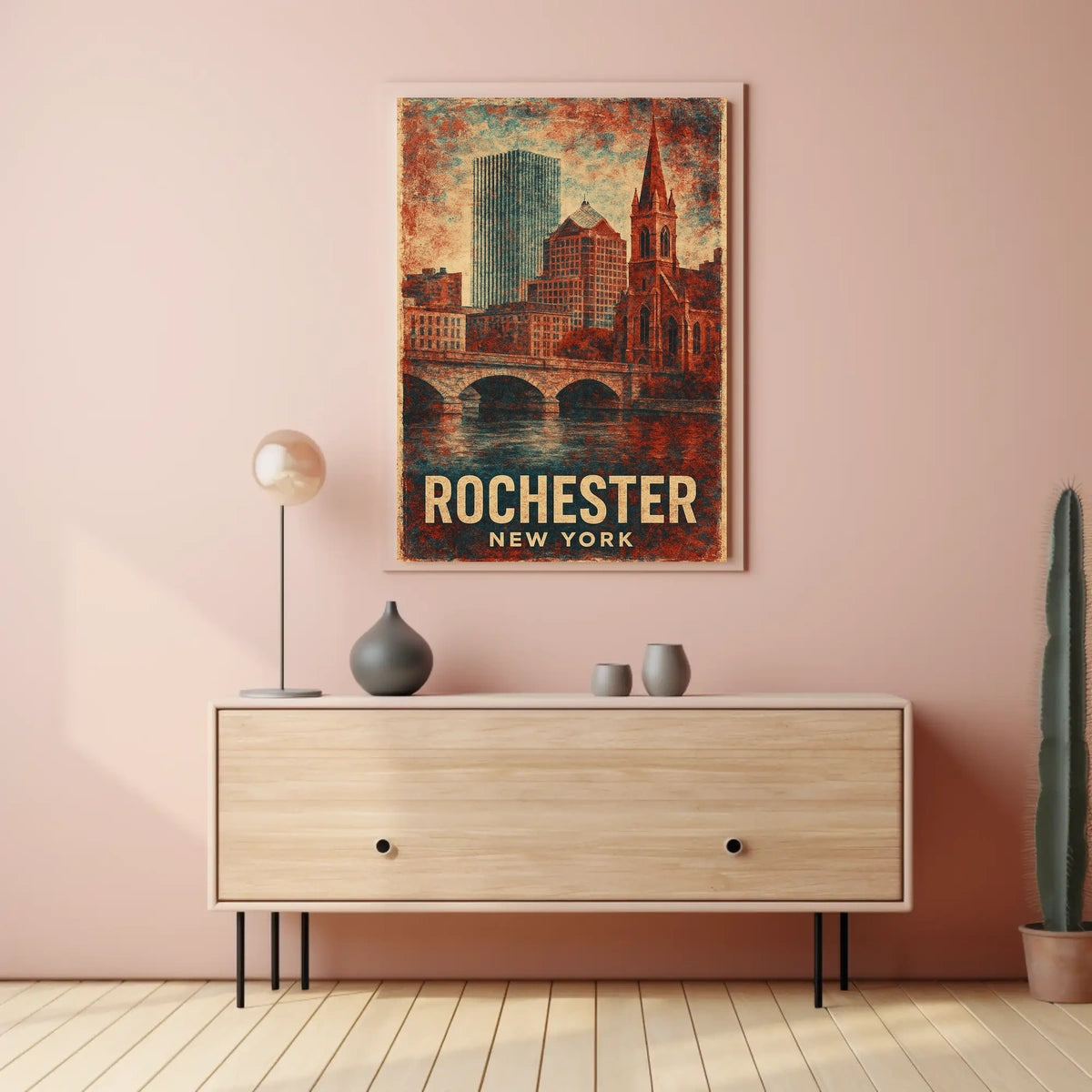 Rochester Architecture Vintage Travel Art Poster