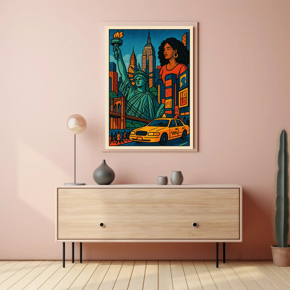 New York City Vibrant Cityscape Poster Abstract Wall Art