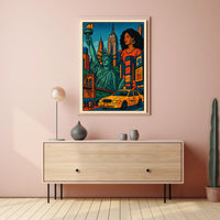 New York City Vibrant Cityscape Poster Abstract Wall Art