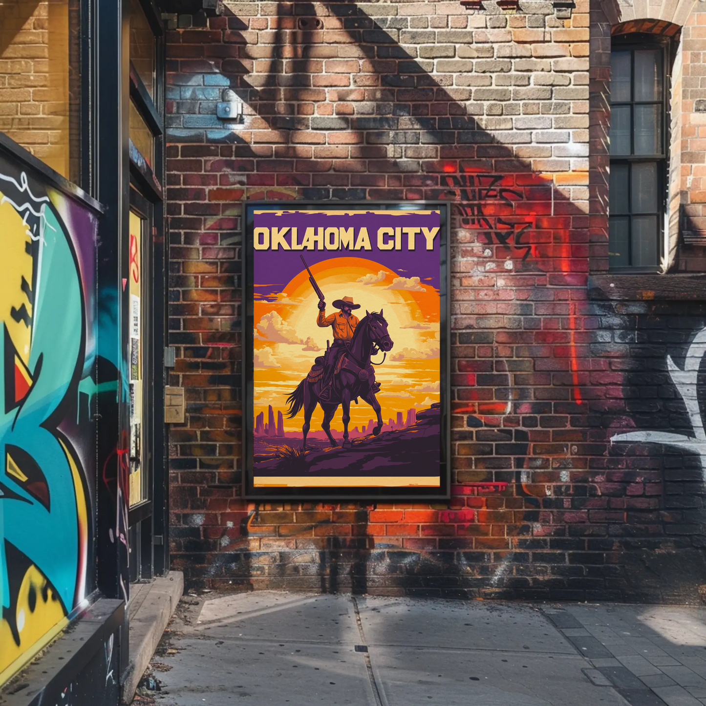 Oklahoma City Cowboy Vintage Poster