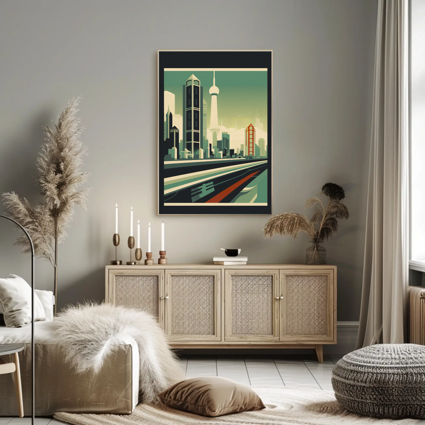 Futuristic Skyline Of Shanghai China Travel Poster