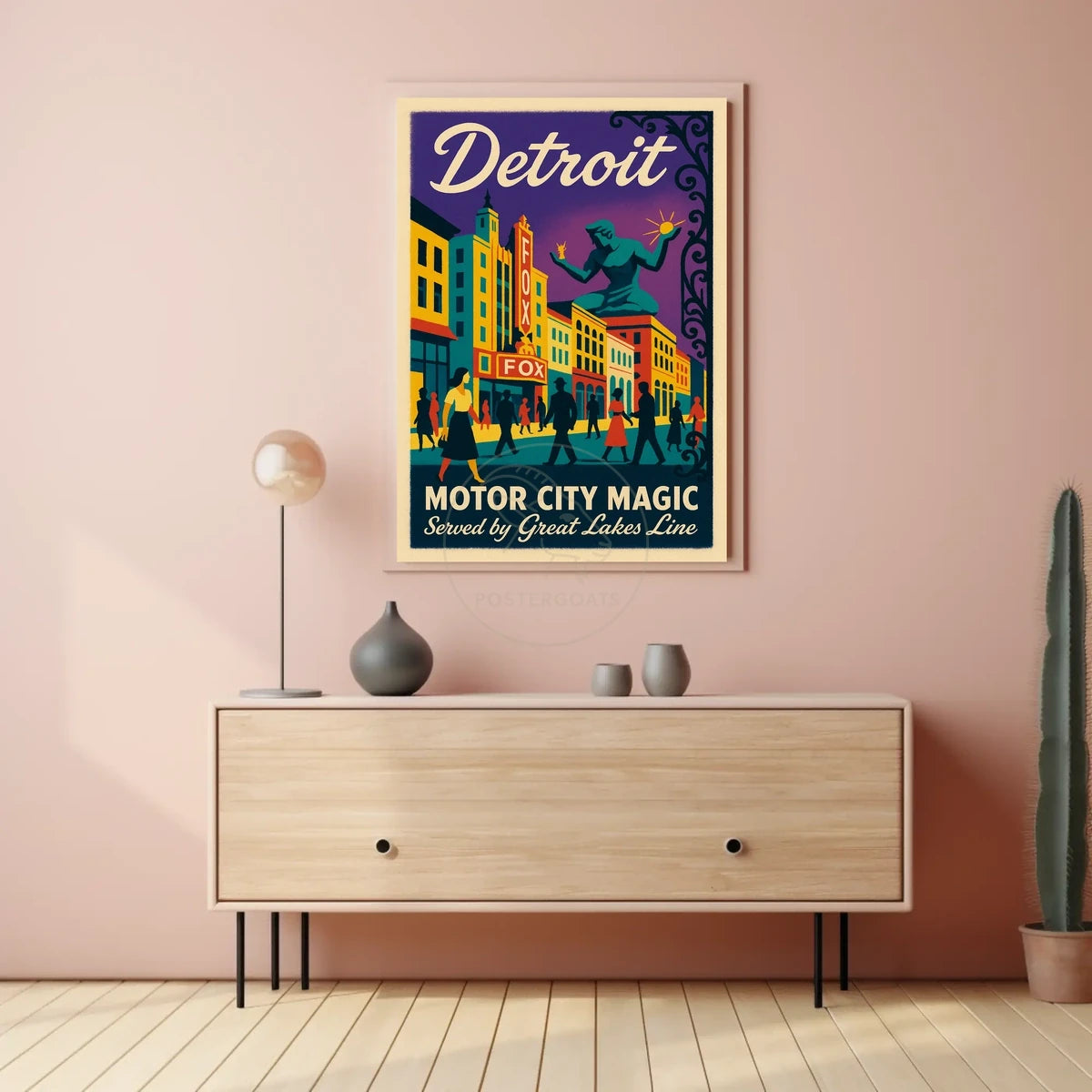 Motor City Magic Retro Urban Cityscape Poster