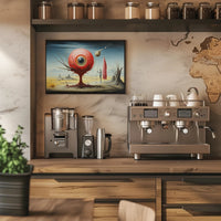 Red Sphere Desert Imagination: Futuristic Sci-Fi Poster