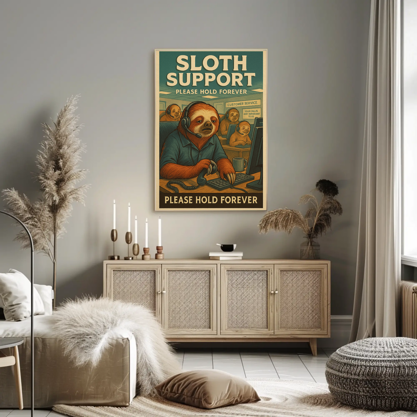 Sloth Support Hold Forever Parody Poster
