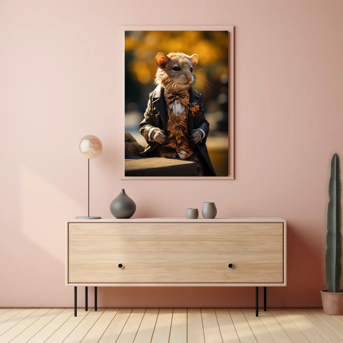 Dapper Mouse In Autumn Attire Poster