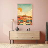 Classic Chinese Architecture: Art Poster with Vibrant Colors