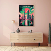 Miami Skyline Art Poster