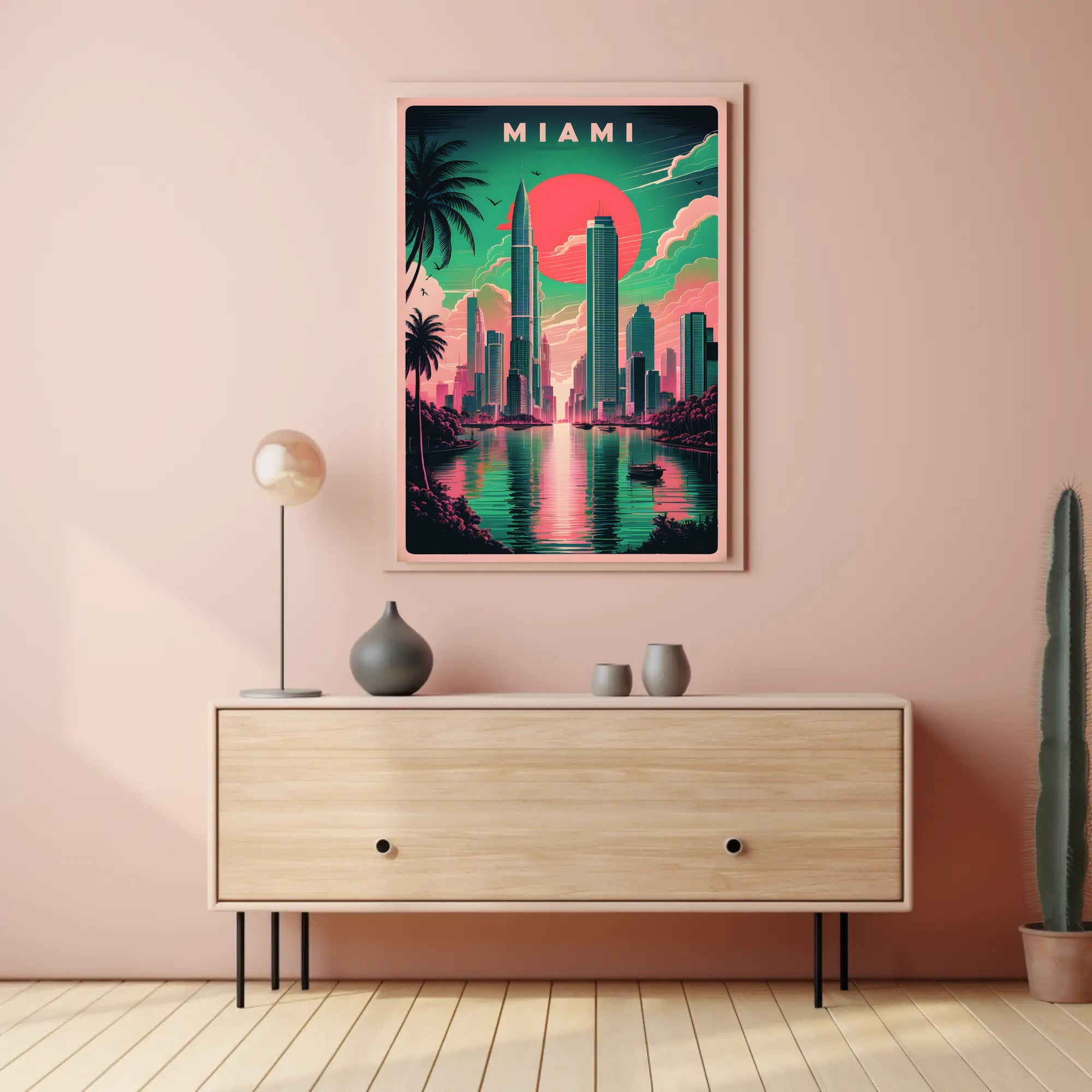 Miami Skyline Art Poster