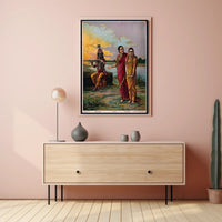 Serene Riverbank Encounter Poster PosterGoat