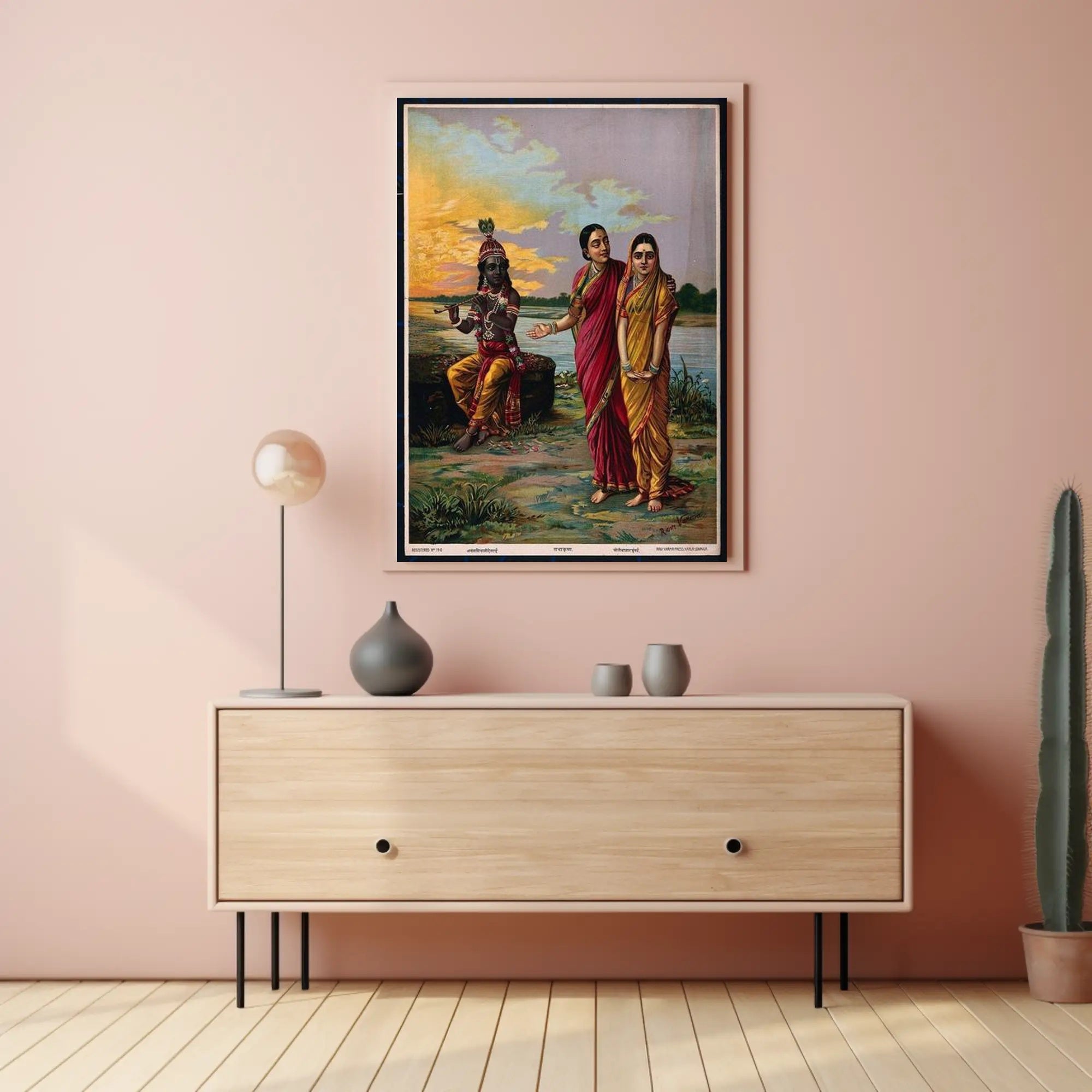 Serene Riverbank Encounter Poster PosterGoat