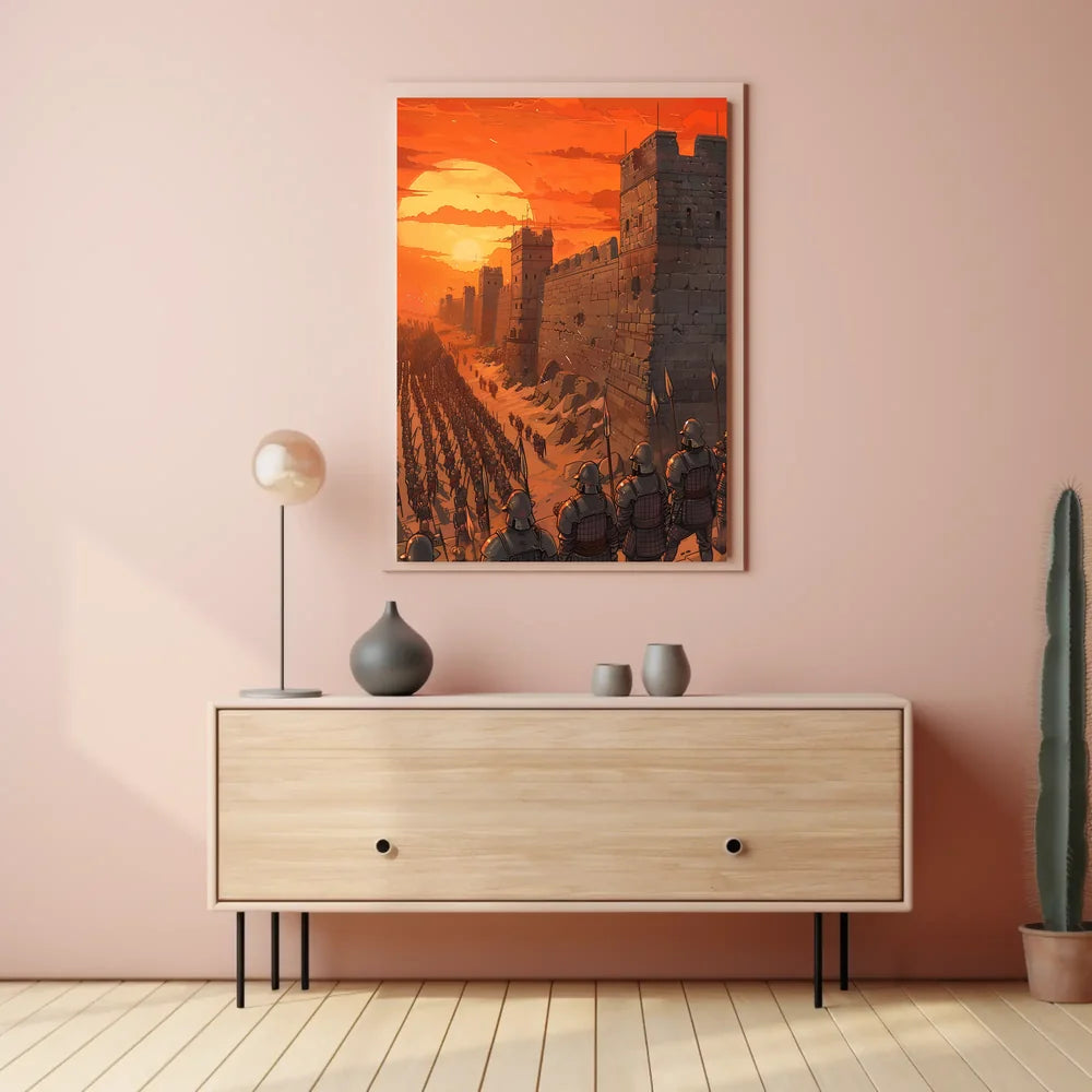 Medieval Army Marching at Sunset Epic Poster